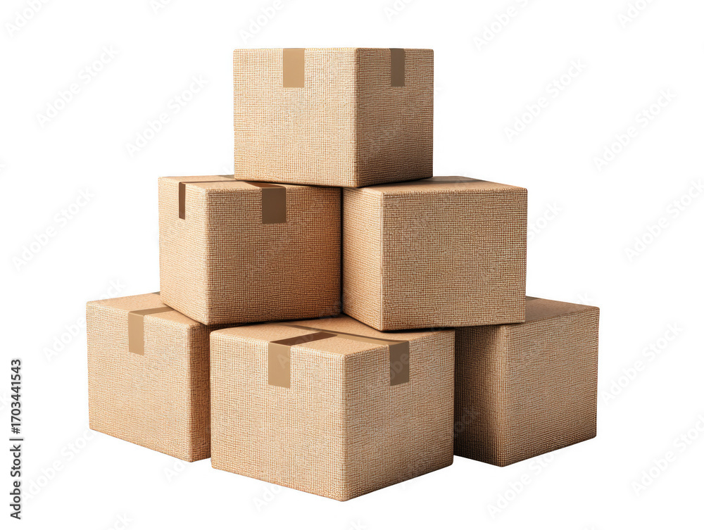 Obraz premium A stack of cardboard boxes with a brown and white pattern