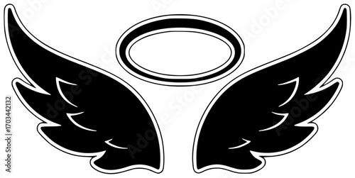 angel illustration freedom silhouette fly logo bird icon wing outline feather shape flight heaven symbol decoration fantasy set black shape adults vector graphic background