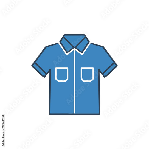 Blue shirt with short sleeves isolated on white is shown here. Blue shirt is perfect for layering, and for everyday wardrobe as well. Consider this blue shirt for Back to School ads, promotions,