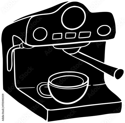 espresso illustration cafe silhouette machine logo beverage icon drink outline cup equipment coffee caffeine cappuccino fresh barista aroma restaurant shape adults vector graphic background