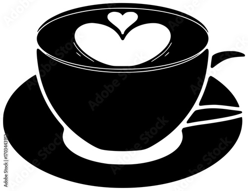cafe illustration cappuccino silhouette latte logo espresso icon drink outline coffee hot beverage art breakfast cup caffeine morning barista shape with vector graphic background