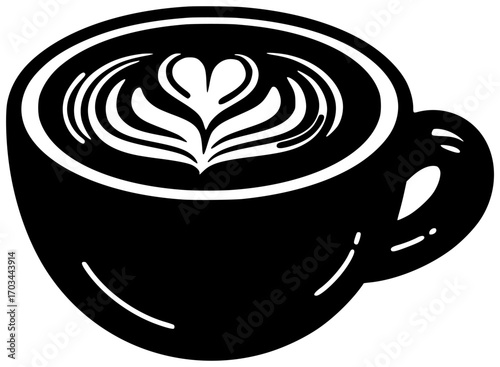 cafe illustration cappuccino silhouette latte logo espresso icon drink outline coffee hot beverage art breakfast cup caffeine morning barista shape with vector graphic background