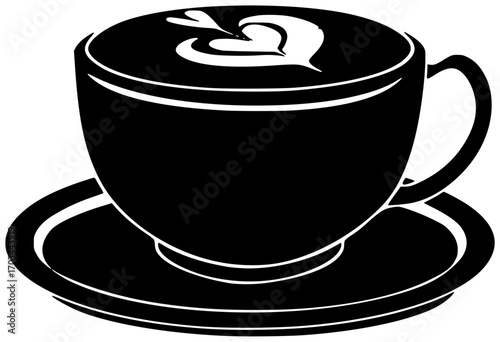 cafe illustration cappuccino silhouette latte logo espresso icon drink outline coffee hot beverage art breakfast cup caffeine morning barista shape with vector graphic background