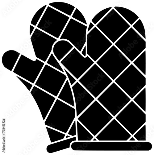 kitchen illustration cooking silhouette oven logo food icon heat outline home mitt glove safety utensil kitchenware protection hand tool shape kids vector graphic background