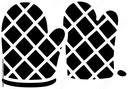 kitchen illustration cooking silhouette oven logo food icon heat outline home mitt glove safety utensil kitchenware protection hand tool shape kids vector graphic background