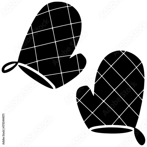 kitchen illustration cooking silhouette oven logo food icon heat outline home mitt glove safety utensil kitchenware protection hand tool shape kids vector graphic background