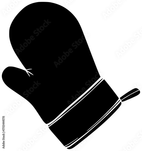 kitchen illustration cooking silhouette oven logo food icon heat outline home mitt glove safety utensil kitchenware protection hand tool shape kids vector graphic background