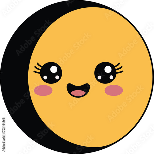 Kawaii Crescent Moon Illustration on Transparent Background for Nursery or Bedroom Decor