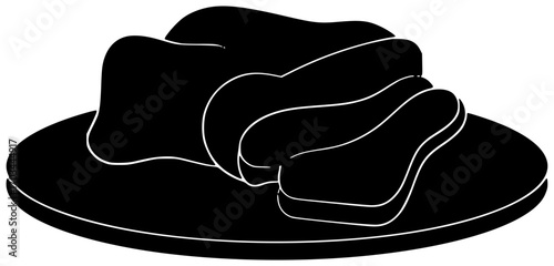 meat illustration beef silhouette grilled logo steak icon food outline meal dinner grill barbecue roasted cooked roast bbq red shape tasty vector graphic background
