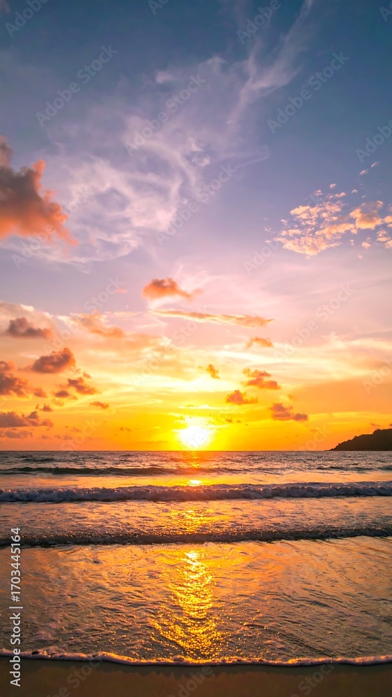 Naklejka premium Blurry sunset over tropical beach