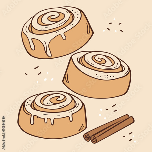 Indulge in the sweet, comforting delight of freshly baked cinnamon rolls with creamy icing and warm spice