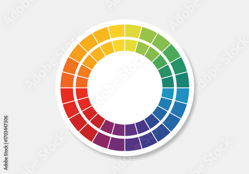 Color wheel sticker concentric color gradients segment division white background
