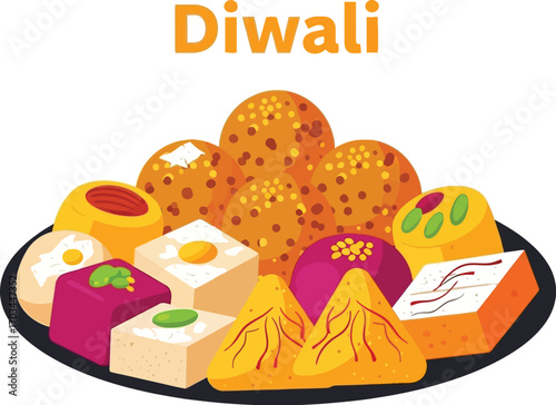 Diwali sweets on a plate traditional indian sweets for festival of lights