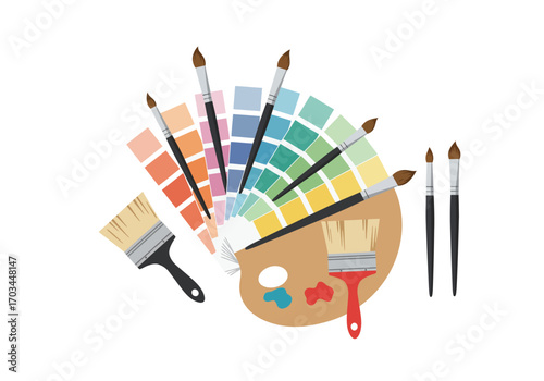 Painting tools palette brushes swatches arranged