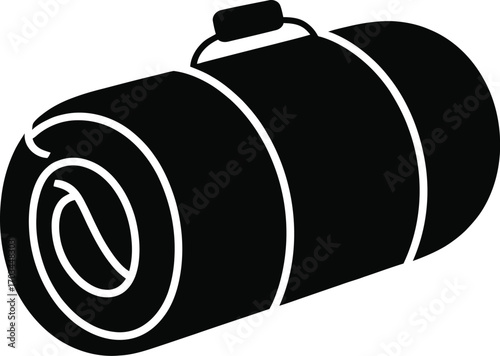 Rolled sleeping bag with handle camping outdoors