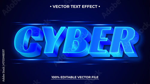 Glowing Blue Cyber Text Effect Vector Graphic