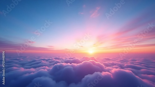 Sunset over clouds landscape view