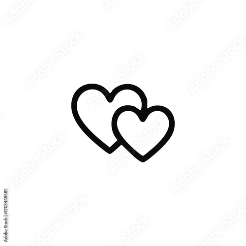 Two overlapping hearts in a simple black outline