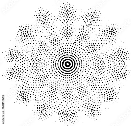 Abstract Halftone Inkblot Concentric Circle Pattern