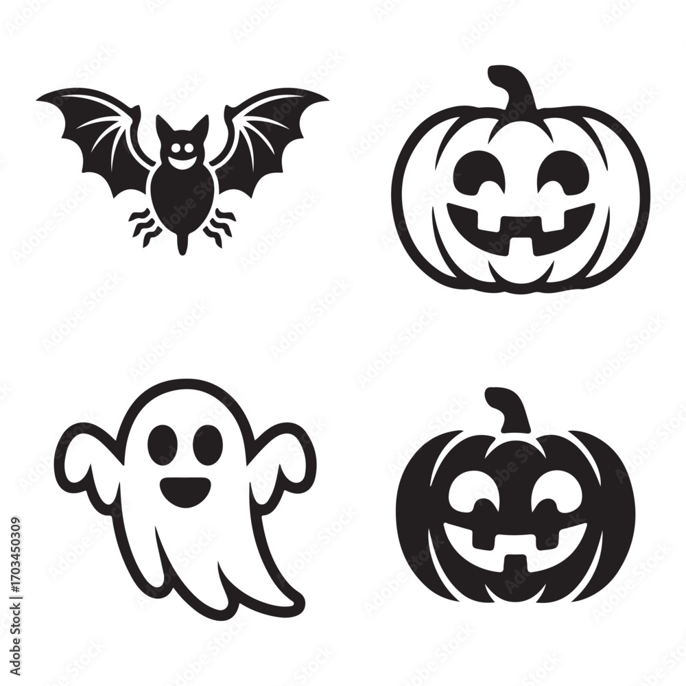 Fototapeta premium Black silhouette halloween illustration pack