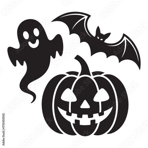 Simple outline halloween icons for decoration