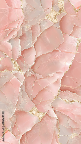 Abstract Pink and Gold Kintsugi Marble Texture Background