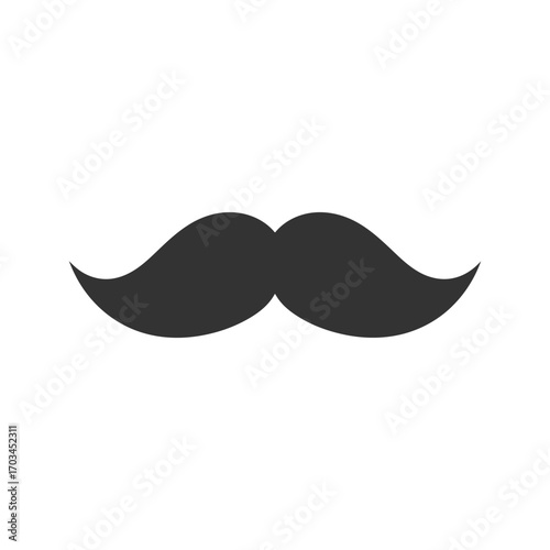 A simple black mustache isolated on white background, a classic symbol of masculinity and vintage charm, perfect for adding a touch of retro style