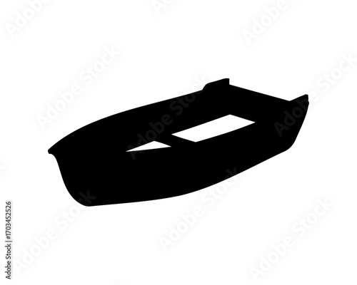 HighAngle Silhouette of a Motorboat on a White Background with Openings