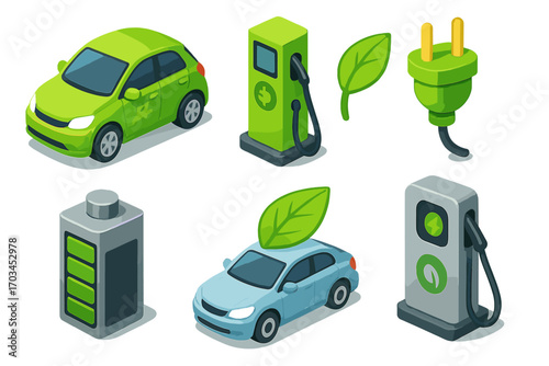 Eco-friendly technology: electric vehicles, charging stations, and sustainable energy solutions