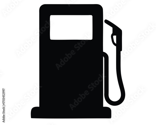Stylized black silhouette of a gas pump on a white background