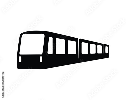 Silhouette of a subway train or metro car with several carriages