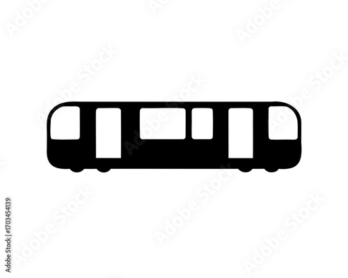 Black silhouette of a subway car, conveying transportation and commuting