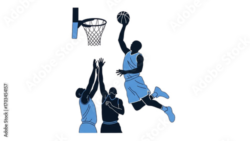 Basketball and Basketball Player Vector Silhouette Illustration Set AI EPS PNG