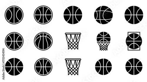 Basketball and Basketball Player Vector Silhouette Illustration Set AI EPS PNG