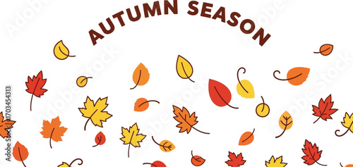 Autumn season with colorful leaves vector illustration autumn with falling leaves