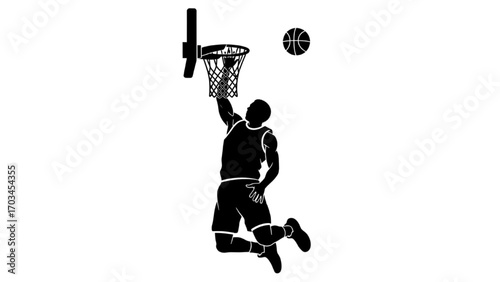 Basketball and Basketball Player Vector Silhouette Illustration Set AI EPS PNG