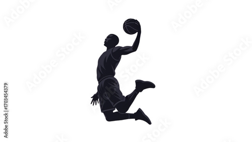 Basketball and Basketball Player Vector Silhouette Illustration Set AI EPS PNG