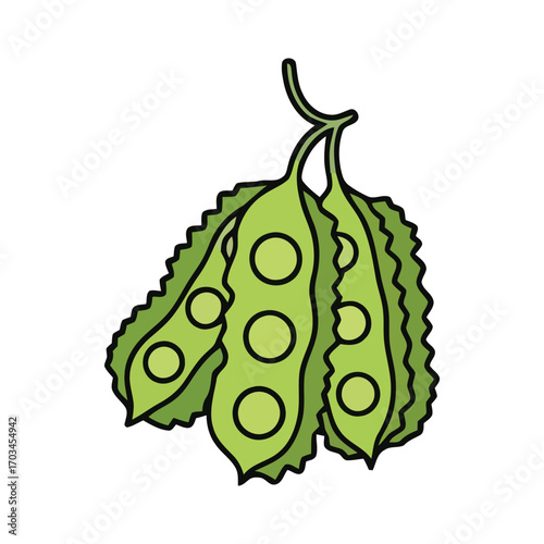 Fresh Green Peas in Pods Illustration