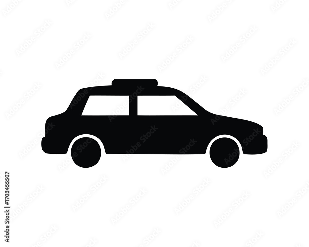 Fototapeta premium Simple black and white silhouette of a car viewed from the side