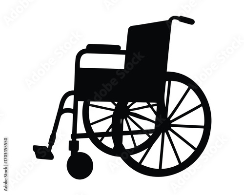 Wheelchair silhouette representing accessibility, disability, and assistive devices for mobility support