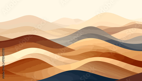 Abstract flowing desert landscape with warm earth tones.