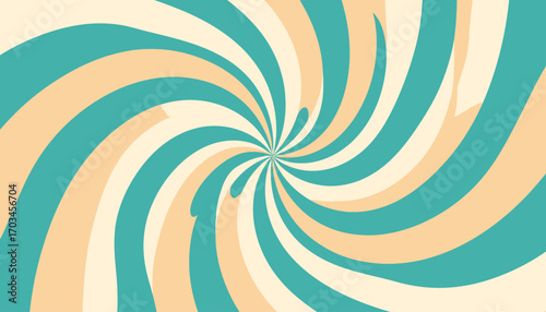 Retro Swirl Background with Teal and Beige Colors.