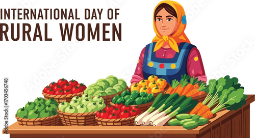 International day of Rural Women concept with woman selling vegetables