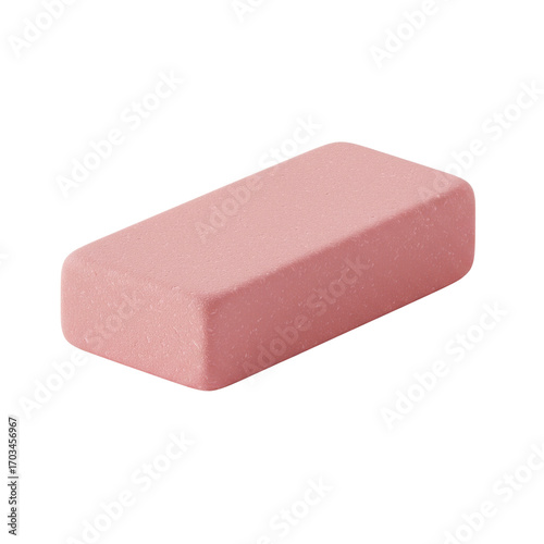 Pink eraser for removing pencil marks isolated PNG with Transparent Background