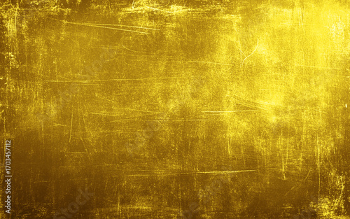 Texture of golden decorative plaster or concrete with vignette. Abstract grunge background for design. Vector illustration.