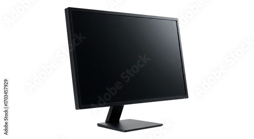Black computer monitor with blank screen isolated PNG with Transparent Background