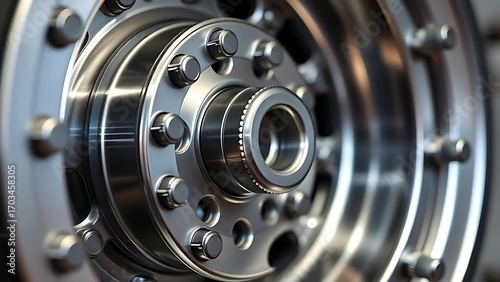 Wallpaper Mural Industrial metal wheel design with polished steel surface, showcasing modern aesthetics. Torontodigital.ca