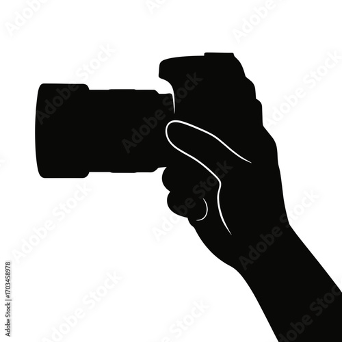 Hand Holding Camera Silhouette - Photography and Videography Symbol
