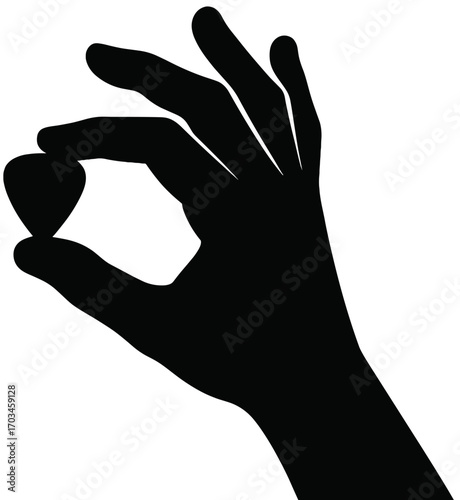 Black Hand Silhouette Holding Guitar Pick