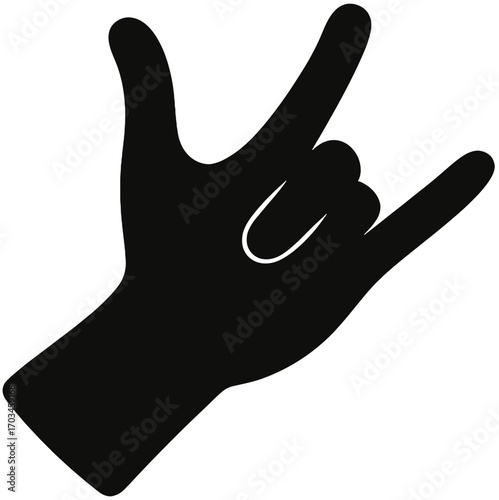 Black Hand Silhouette I Love You Sign Language Gesture